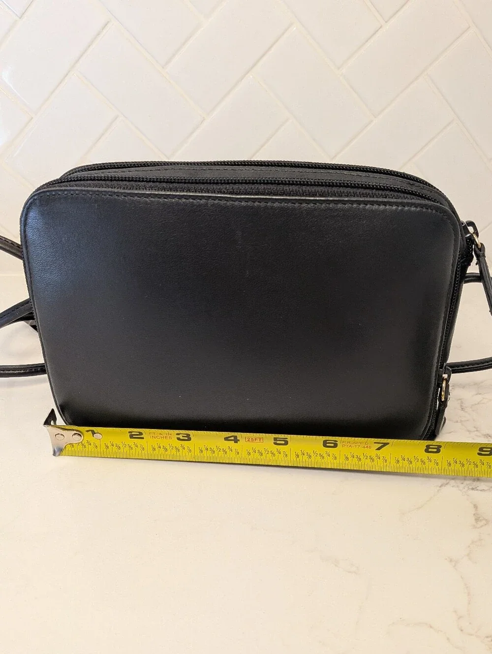 NWT Vintage Classic Giani Bernini Black Leather Crossbody Old Money Quiet Luxury